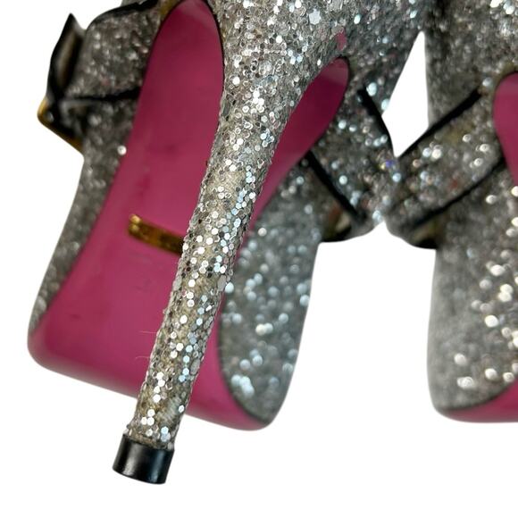 GUCCI Sylvie Silver Glitter Crystal Maryjane Pumps - Picture 9 of 11